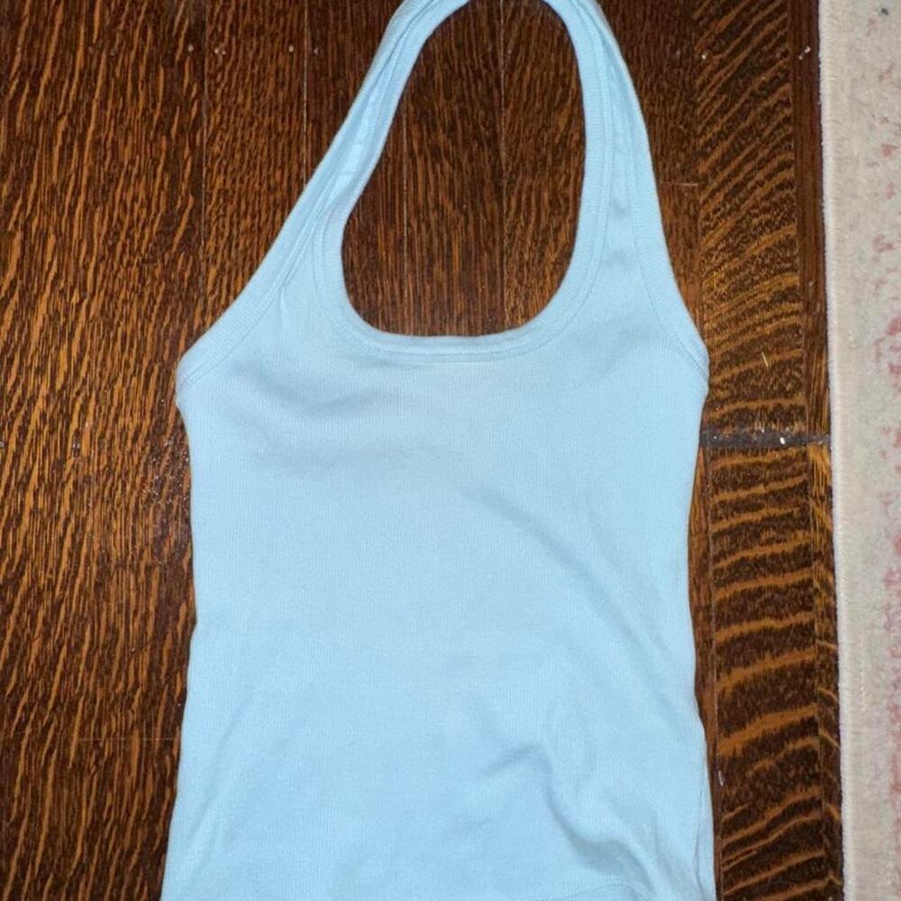 Pilcro light blue halter crop